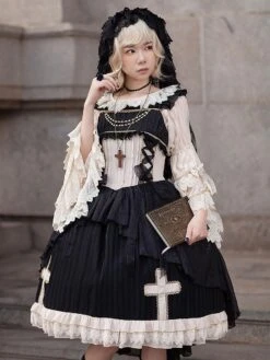 Classical Lolita Dress Chiffon Sleeveless Lolita Dresses Apricot -AYA Cosplay Shop 202302131556482143988