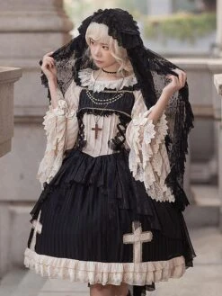 Classical Lolita Dress Chiffon Sleeveless Lolita Dresses Apricot -AYA Cosplay Shop 202302131556485292326