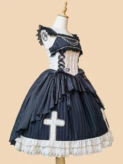 Classical Lolita Dress Chiffon Sleeveless Lolita Dresses Apricot -AYA Cosplay Shop 202302131556493084966