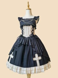 Classical Lolita Dress Chiffon Sleeveless Lolita Dresses Apricot -AYA Cosplay Shop 202302131556506083352