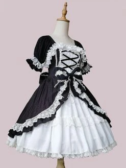 Classical Lolita Dress Cotton Sleeveless Black Lolita Dresses -AYA Cosplay Shop 20230213155659102387