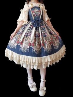 Classical Lolita Dress Chiffon Bows Lolita Dresses Sleeveless Deep Blue -AYA Cosplay Shop 202302151736095924958