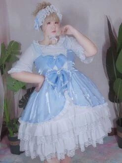 JSK Sweet Lolita Dress Polyester Sleeveless Sweet Jumper Lolita Dress -AYA Cosplay Shop 202302171554305268580