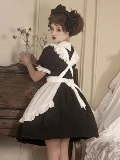 Sweet Lolita Dress Polyester Short Sleeves Lolita Dress -AYA Cosplay Shop 202302171554347368844