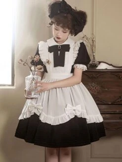 Sweet Lolita Dress Polyester Short Sleeves Lolita Dress -AYA Cosplay Shop 202302171554352068342