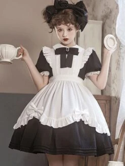 Sweet Lolita Dress Polyester Short Sleeves Lolita Dress -AYA Cosplay Shop 202302171554355002305