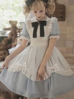 Sweet Lolita Dress Polyester Short Sleeves Lolita Dress -AYA Cosplay Shop 202302171554372641594