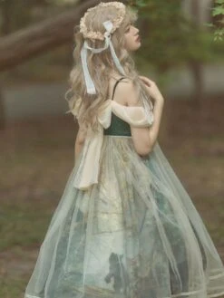 Sweet Lolita Dress Polyester Sleeveless Ruffles Jumper Dress -AYA Cosplay Shop 202302171554554046229