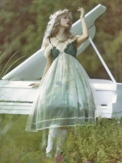 Sweet Lolita Dress Polyester Sleeveless Ruffles Jumper Dress -AYA Cosplay Shop 202302171554560019228