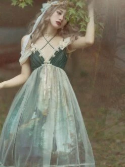 Sweet Lolita Dress Polyester Sleeveless Ruffles Jumper Dress -AYA Cosplay Shop 202302171554563201599