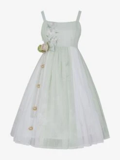 Chinese Style Lolita Dress Ruffles Sleeveless Polyester Sweet Light Green Chinese Style Lolita -AYA Cosplay Shop 202302171555016312785