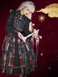 Sweet Lolita Outfits Black Patchwork Long Sleeves Dress -AYA Cosplay Shop 202302171843168034366