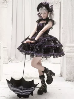 JSK Sweet Lolita Dress Polyester Sleeveless Jumper Sweet Hime Lolita Dress -AYA Cosplay Shop 202302281339218603525