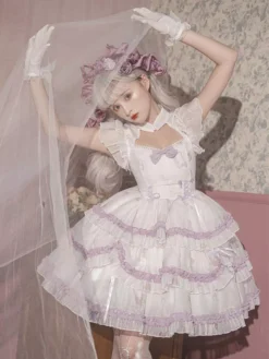 JSK Sweet Lolita Dress Polyester Sleeveless Jumper Sweet Hime Lolita Dress -AYA Cosplay Shop 202302281339237417257