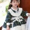 Polyester Daily Casual Ruffles Long Sleeves Cotton Fall Dress Floral Print Sweet Blue Kids' Lolita Dresses -AYA Cosplay Shop 202303031131094893187