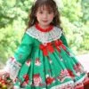 Polyester Daily Casual Bows Long Sleeves Polyester Spring Dress Floral Print ROCOCO Style Green Kids' Lolita Dresses -AYA Cosplay Shop 202303031131126411751