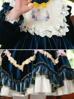 Polyester Daily Casual Lace Long Sleeves Polyester Fall Dress ROCOCO Style Dark Green Kids' Lolita Dresses -AYA Cosplay Shop 20230303113113285468