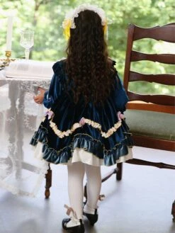 Polyester Daily Casual Lace Long Sleeves Polyester Fall Dress ROCOCO Style Dark Green Kids' Lolita Dresses -AYA Cosplay Shop 202303031131138874652