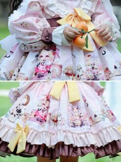 Polyester Daily Casual Ruffles Long Sleeves Cotton Spring Dress Floral Print ROCOCO Style Pink Kids' Lolita Dresses -AYA Cosplay Shop 202303031131321247594