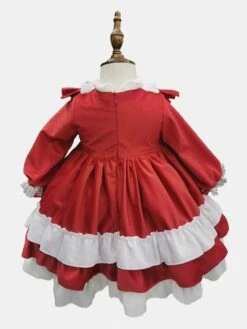 Polyester Daily Casual Bows Long Sleeves Velour Fall Dress ROCOCO Style Red Kids' Lolita Dresses -AYA Cosplay Shop 20230303113133397691