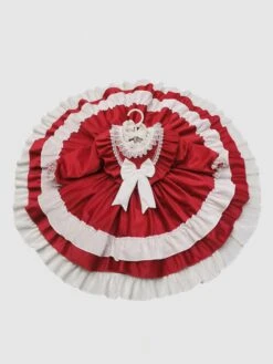 Polyester Daily Casual Bows Long Sleeves Velour Fall Dress ROCOCO Style Red Kids' Lolita Dresses -AYA Cosplay Shop 20230303113133731582