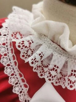 Polyester Daily Casual Bows Long Sleeves Velour Fall Dress ROCOCO Style Red Kids' Lolita Dresses -AYA Cosplay Shop 202303031131340432758