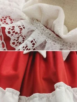 Polyester Daily Casual Bows Long Sleeves Velour Fall Dress ROCOCO Style Red Kids' Lolita Dresses -AYA Cosplay Shop 202303031131343718833