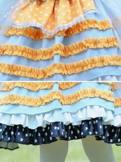 Polyester Tea Party Bows Long Sleeves Polyester Spring Dress Hearts Pattern Sweet Yellow Kids' Lolita Dresses -AYA Cosplay Shop 20230303113143176659