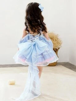 Polyester Tea Party Lace Short Sleeves Polyester Spring Dress ROCOCO Style Light Sky Blue Kids' Lolita Dresses -AYA Cosplay Shop 202303061822398172624