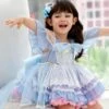 Polyester Tea Party Lace Short Sleeves Polyester Spring Dress ROCOCO Style Light Sky Blue Kids' Lolita Dresses -AYA Cosplay Shop 202303061822416003985