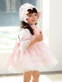 Polyester Daily Casual Lace Short Sleeves Polyester Fall Dress ROCOCO Style Pink Kids' Lolita Dresses -AYA Cosplay Shop 202303061822425146701