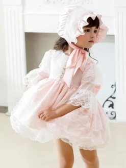 Polyester Daily Casual Lace Short Sleeves Polyester Fall Dress ROCOCO Style Pink Kids' Lolita Dresses -AYA Cosplay Shop 202303061822428003442