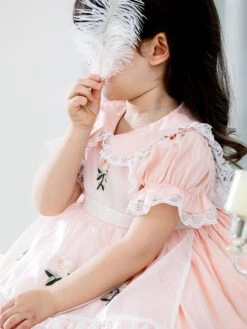Polyester Tea Party Embroidered Short Sleeves Polyester Fall Dress Sweet Yellow Kids' Lolita Dresses -AYA Cosplay Shop 20230306182245495837
