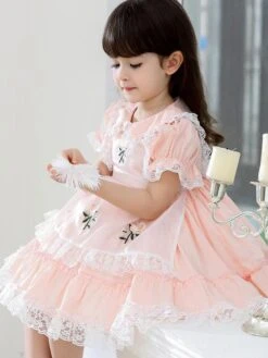 Polyester Tea Party Embroidered Short Sleeves Polyester Fall Dress Sweet Yellow Kids' Lolita Dresses -AYA Cosplay Shop 202303061822457897518