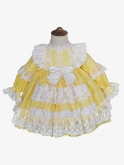 Polyester Tea Party Lace Long Sleeves Cotton Summer Dress ROCOCO Style Yellow Kids' Lolita Dresses -AYA Cosplay Shop 202303061822469674669