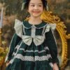Polyester Tea Party Lace Long Sleeves Cotton Fall Dress ROCOCO Style Dark Green Kids' Lolita Dresses
