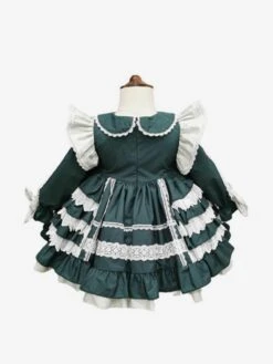 Polyester Tea Party Lace Long Sleeves Cotton Fall Dress ROCOCO Style Dark Green Kids' Lolita Dresses -AYA Cosplay Shop 202303061822564585255