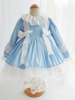 Polyester Daily Casual Lace Long Sleeves Polyester Spring Dress ROCOCO Style Pink Kids' Lolita Dresses -AYA Cosplay Shop 20230306182258856853
