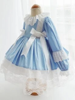Polyester Daily Casual Lace Long Sleeves Polyester Spring Dress ROCOCO Style Pink Kids' Lolita Dresses -AYA Cosplay Shop 202303061822591463582