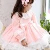 Polyester Daily Casual Lace Long Sleeves Polyester Spring Dress ROCOCO Style Pink Kids' Lolita Dresses -AYA Cosplay Shop 202303061822597344595