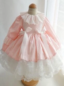 Polyester Daily Casual Lace Long Sleeves Polyester Spring Dress ROCOCO Style Pink Kids' Lolita Dresses -AYA Cosplay Shop 202303061823009774488