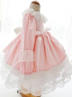 Polyester Daily Casual Lace Long Sleeves Polyester Spring Dress ROCOCO Style Pink Kids' Lolita Dresses -AYA Cosplay Shop 202303061823013215203