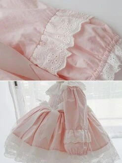 Polyester Daily Casual Lace Long Sleeves Polyester Spring Dress ROCOCO Style Pink Kids' Lolita Dresses -AYA Cosplay Shop 202303061823022226825