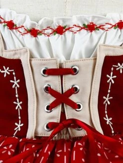 Polyester Daily Casual Ruffles Long Sleeves Polyester Fall Dress Floral Print Sweet Red Kids' Lolita Dresses -AYA Cosplay Shop 202303061823039746177