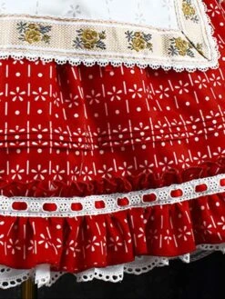 Polyester Daily Casual Ruffles Long Sleeves Polyester Fall Dress Floral Print Sweet Red Kids' Lolita Dresses -AYA Cosplay Shop 202303061823048737447