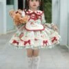 Polyester Tea Party Ruffles Long Sleeves Polyester Fall Dress Floral Print ROCOCO Style Light Sky Blue Kids' Lolita Dresses -AYA Cosplay Shop 202303061823054629413