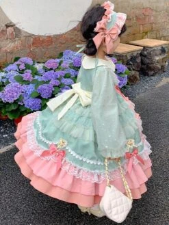 Polyester Tea Party Lace Long Sleeves Polyester Fall Dress ROCOCO Style Pink Kids' Lolita Dresses -AYA Cosplay Shop 202303071334243973076