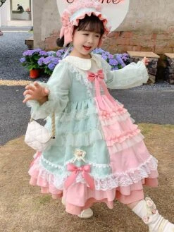 Polyester Tea Party Lace Long Sleeves Polyester Fall Dress ROCOCO Style Pink Kids' Lolita Dresses -AYA Cosplay Shop 202303071334253609818