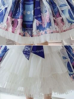 Polyester Daily Casual Bows Sleeveless Polyester Fall Dress Floral Print Sweet Blue Kids' Lolita Dresses -AYA Cosplay Shop 202303071334269794498