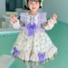 Polyester Tea Party Ruffles Long Sleeves Polyester Fall Dress Floral Print ROCOCO Style Ecru White Kids' Lolita Dresses -AYA Cosplay Shop 202303071334333042407